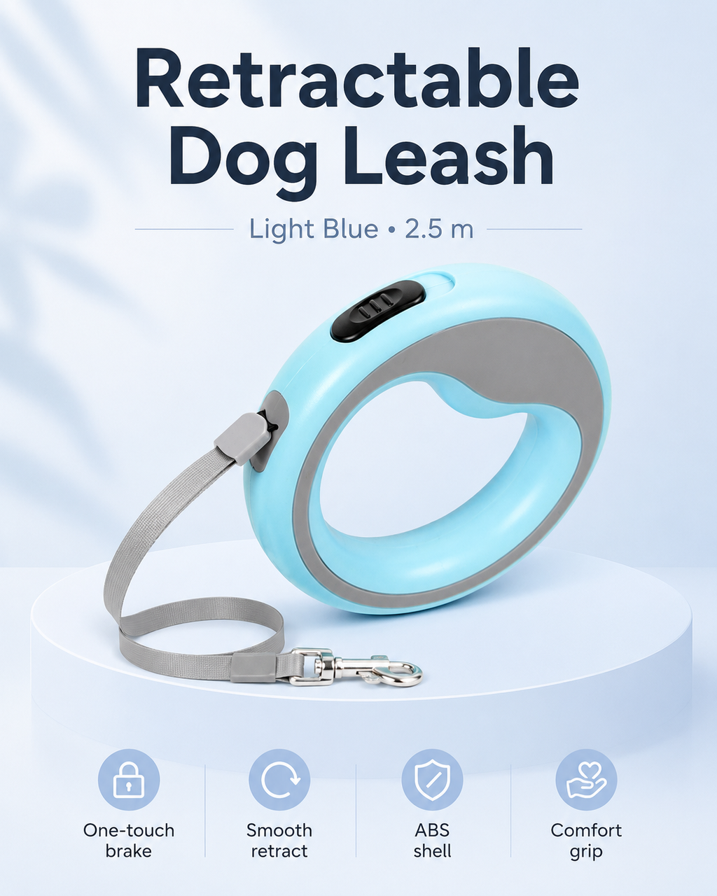 Retractable Dog Leash – Light Blue