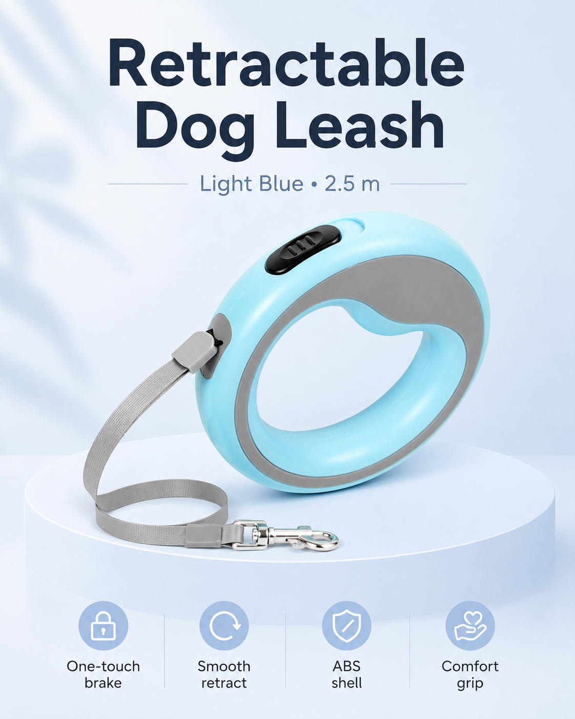 Retractable Dog Leash – Light Blue
