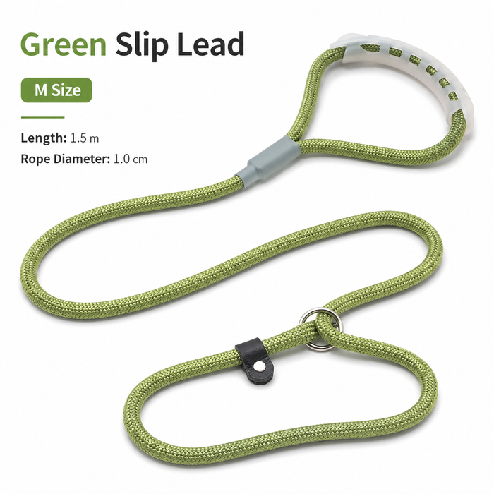 Adjustable Slip Rope Dog Leash – Green