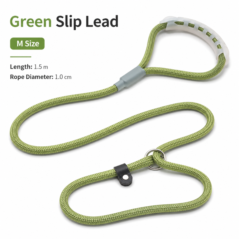 Adjustable Slip Rope Dog Leash – Green