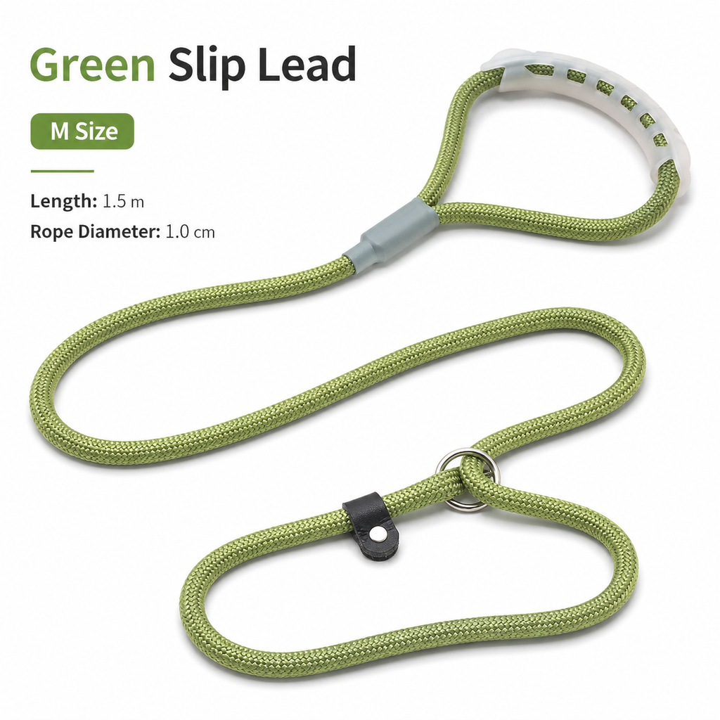 Adjustable Slip Rope Dog Leash – Green