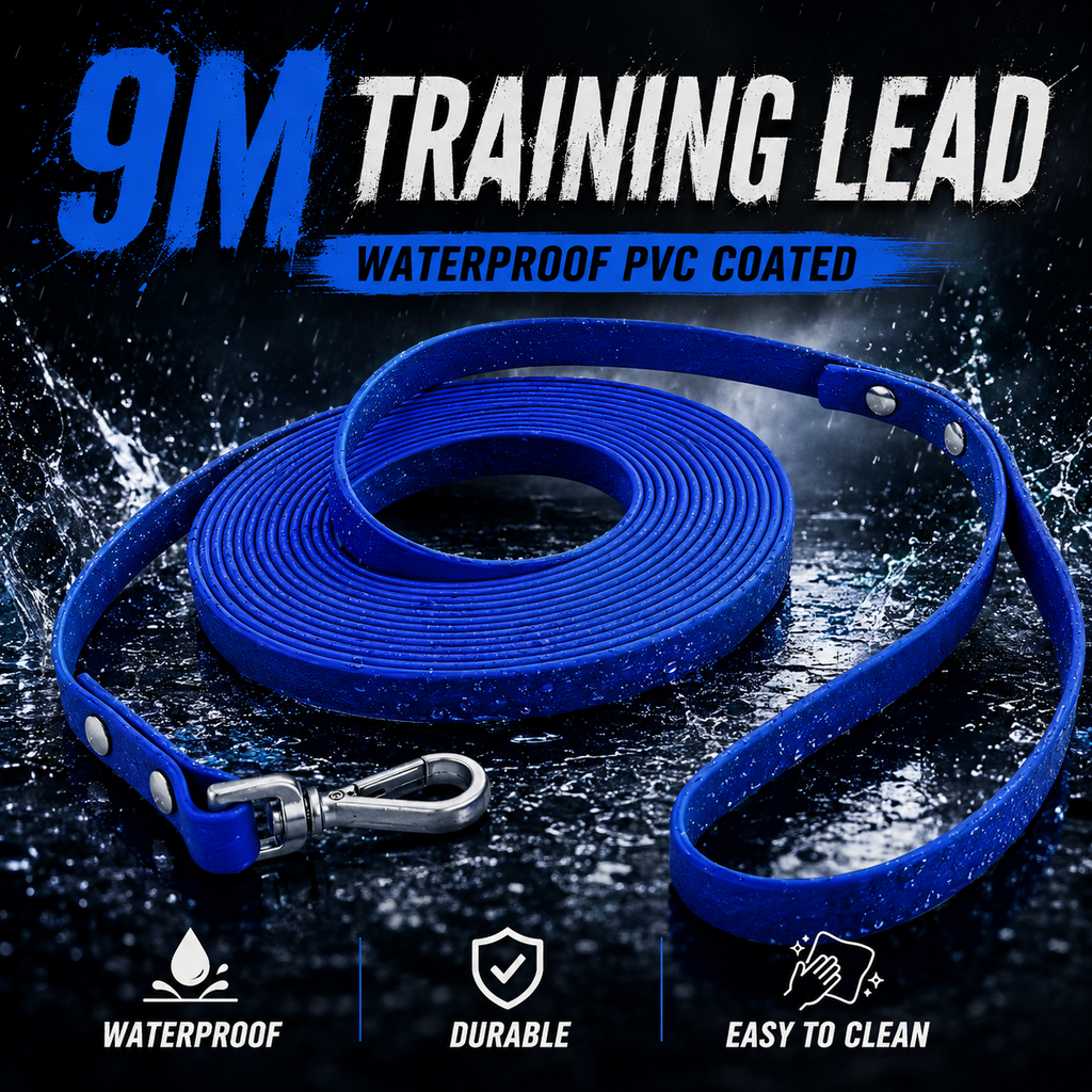 9m Waterproof Dog Training Lead - Blue