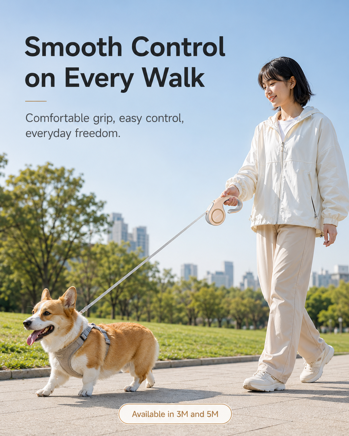 Retractable Dog Leash - Champagne Gold