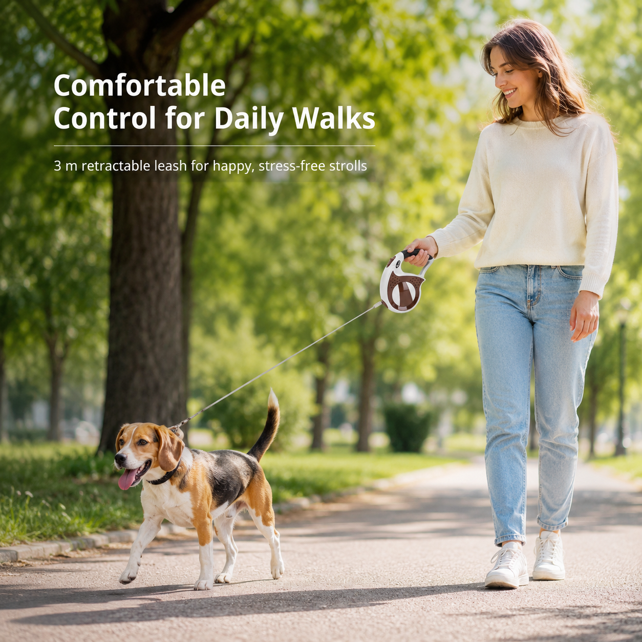 Retractable Dog Leash – Brown 3m