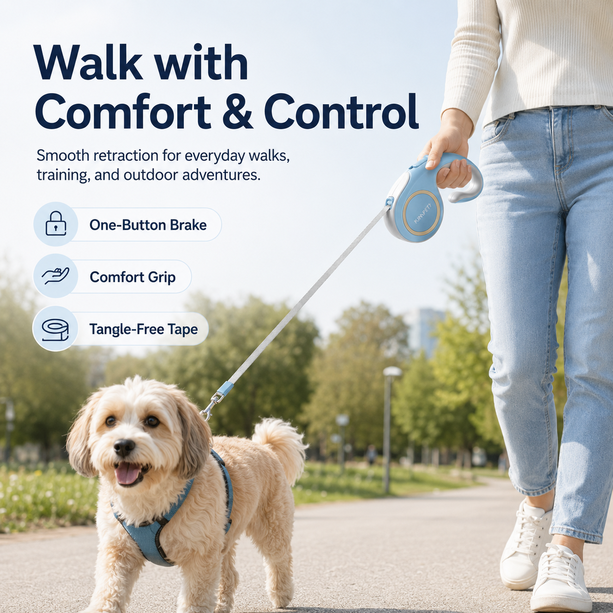Retractable Dog Leash - Blue