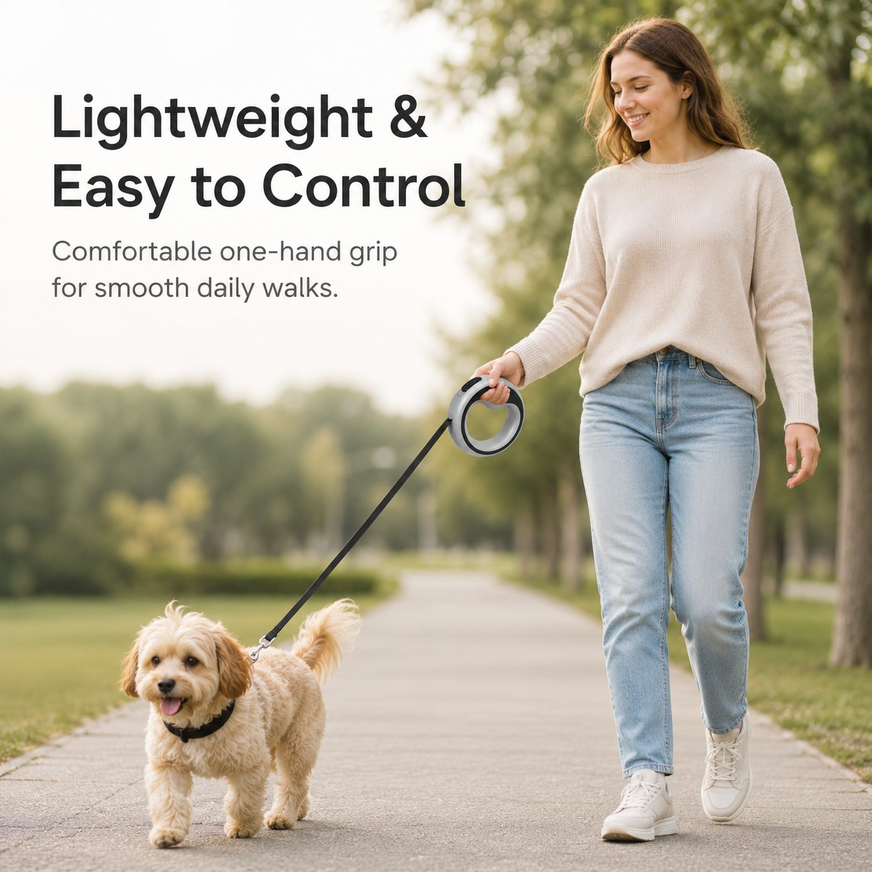 Retractable Dog Leash – Grey