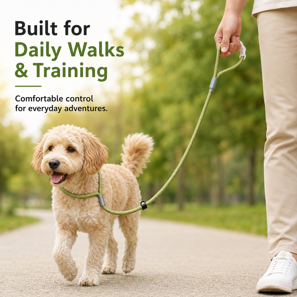 Adjustable Slip Rope Dog Leash – Green