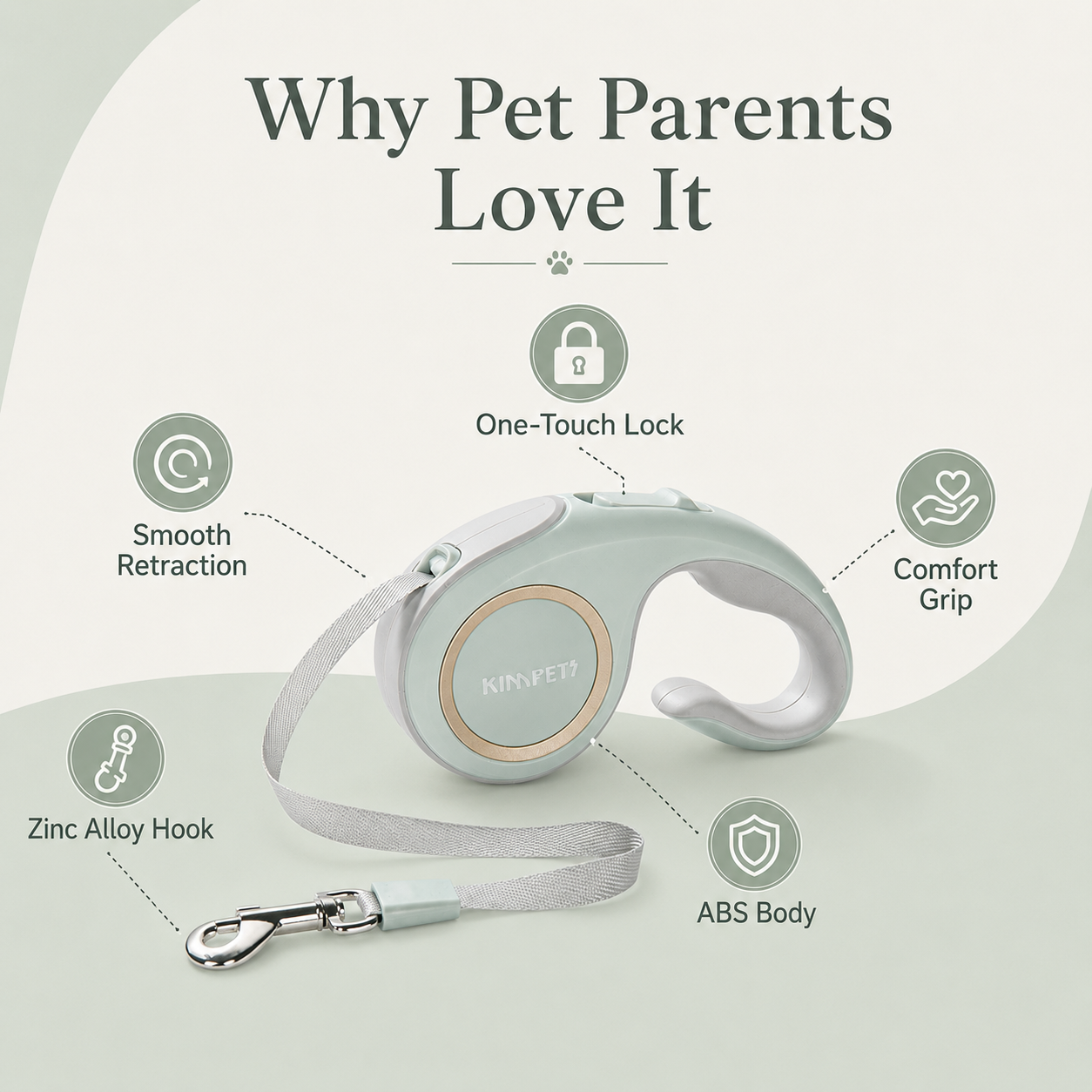 Retractable Dog Leash - Green