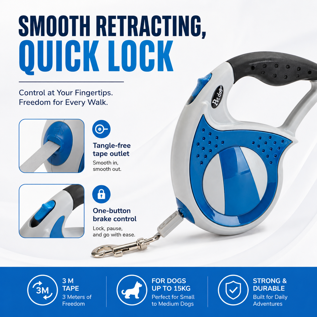 Retractable Dog Leash – Blue 3m