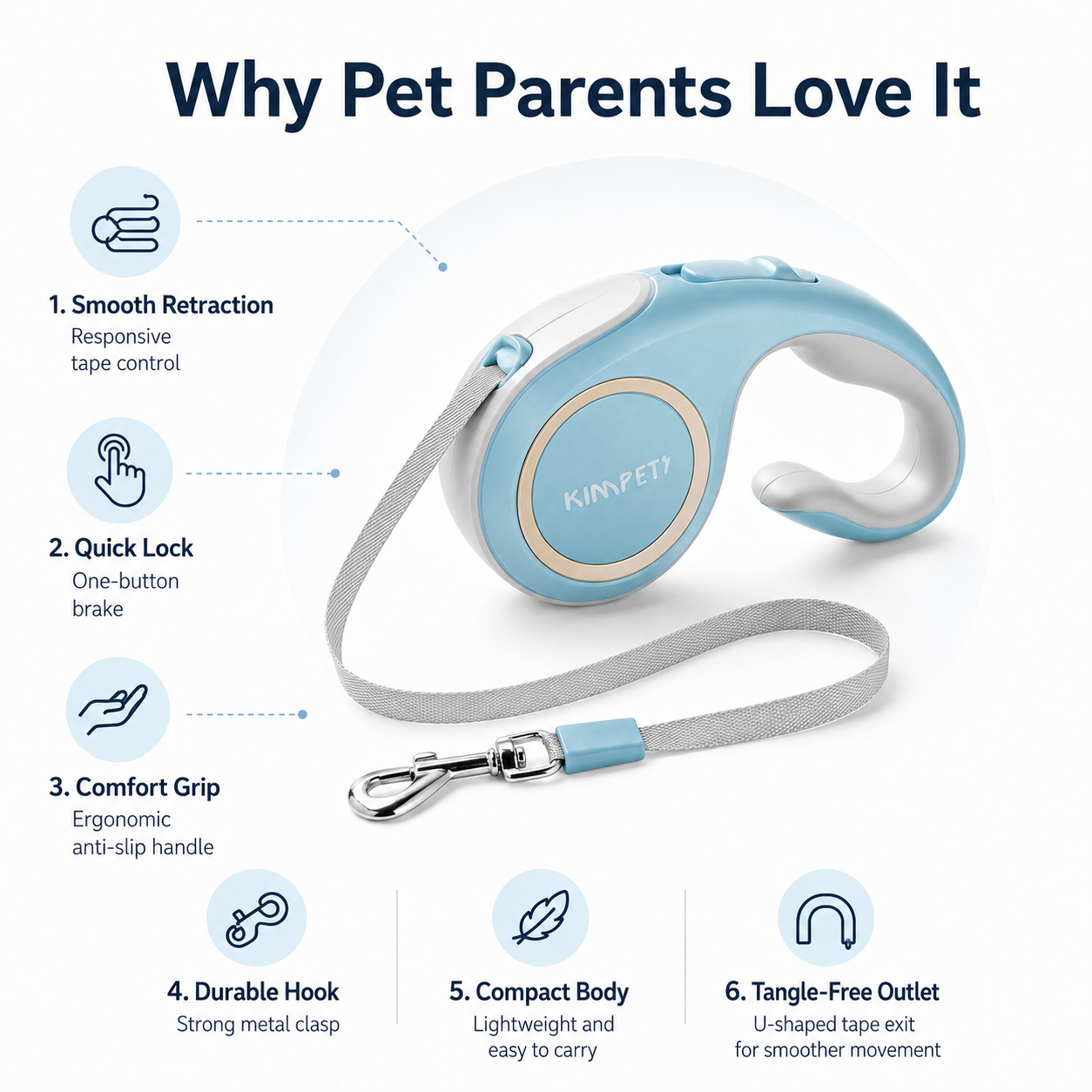 Retractable Dog Leash - Blue