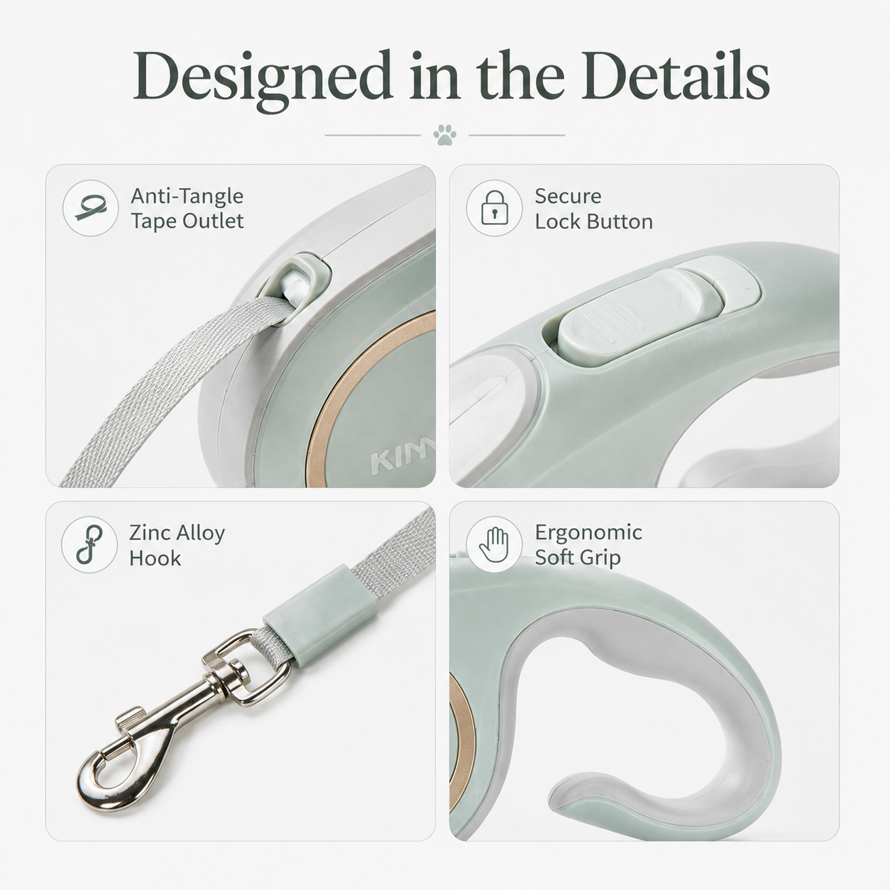 Retractable Dog Leash - Green