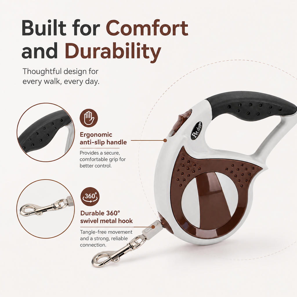 Retractable Dog Leash – Brown 3m