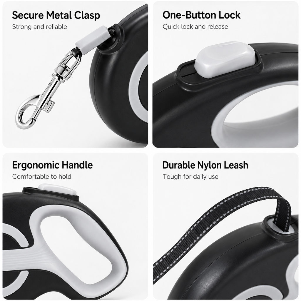 Retractable Dog Leash – Black 5m