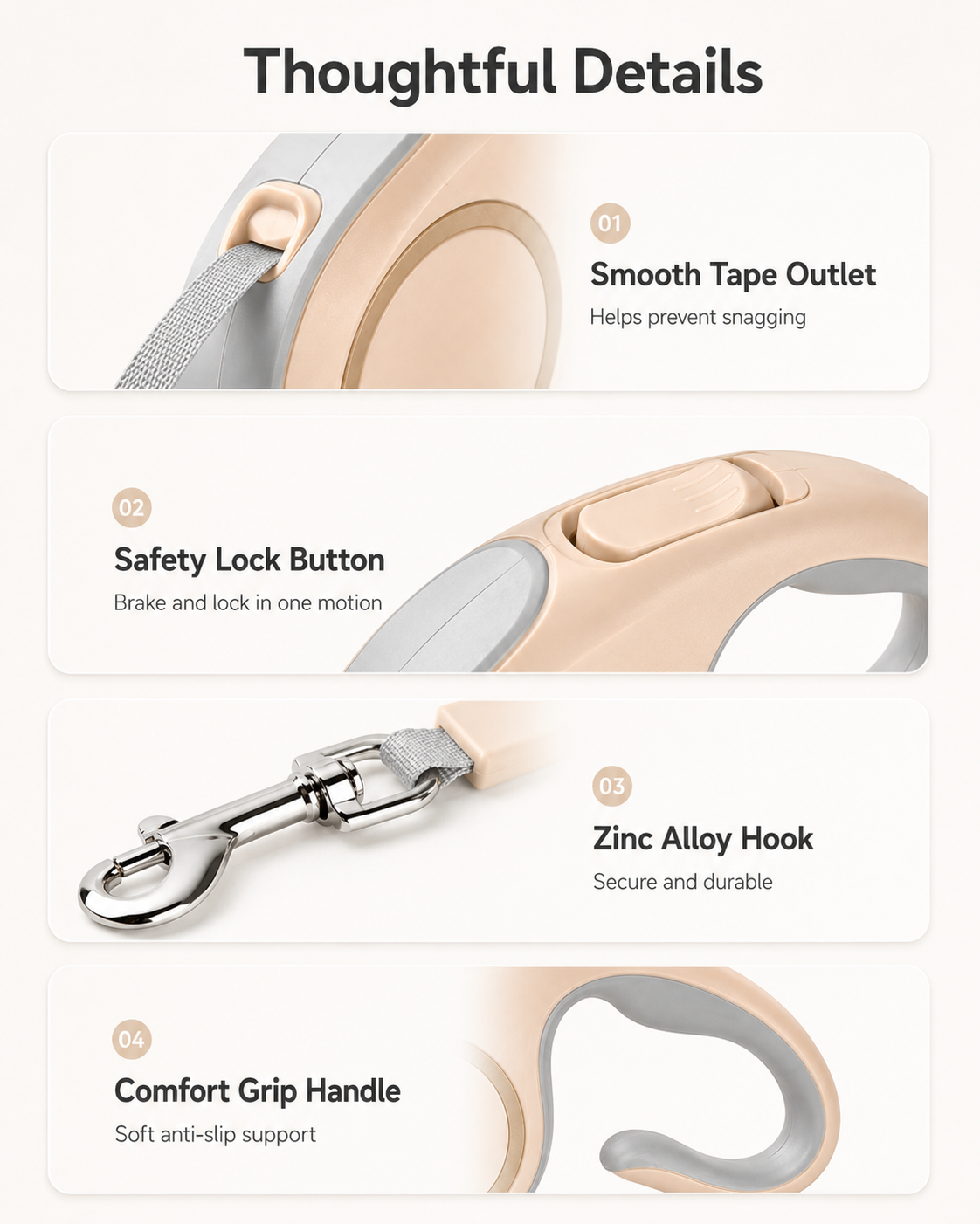 Retractable Dog Leash - Champagne Gold