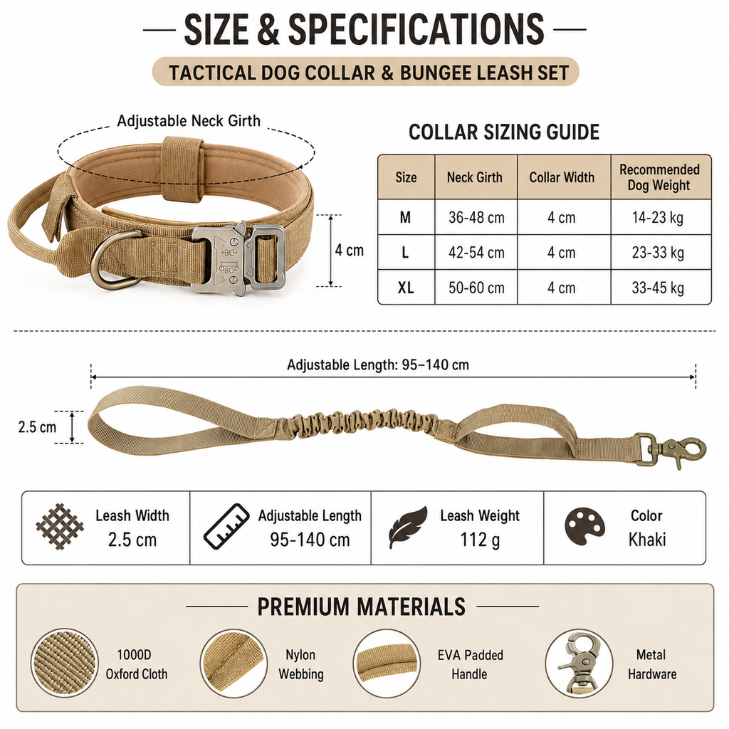 Padded Dog Collar & Bungee Leash Set