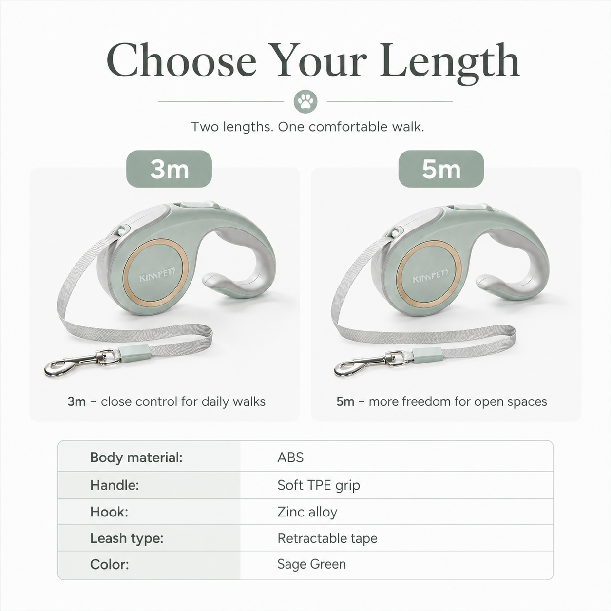 Retractable Dog Leash - Green