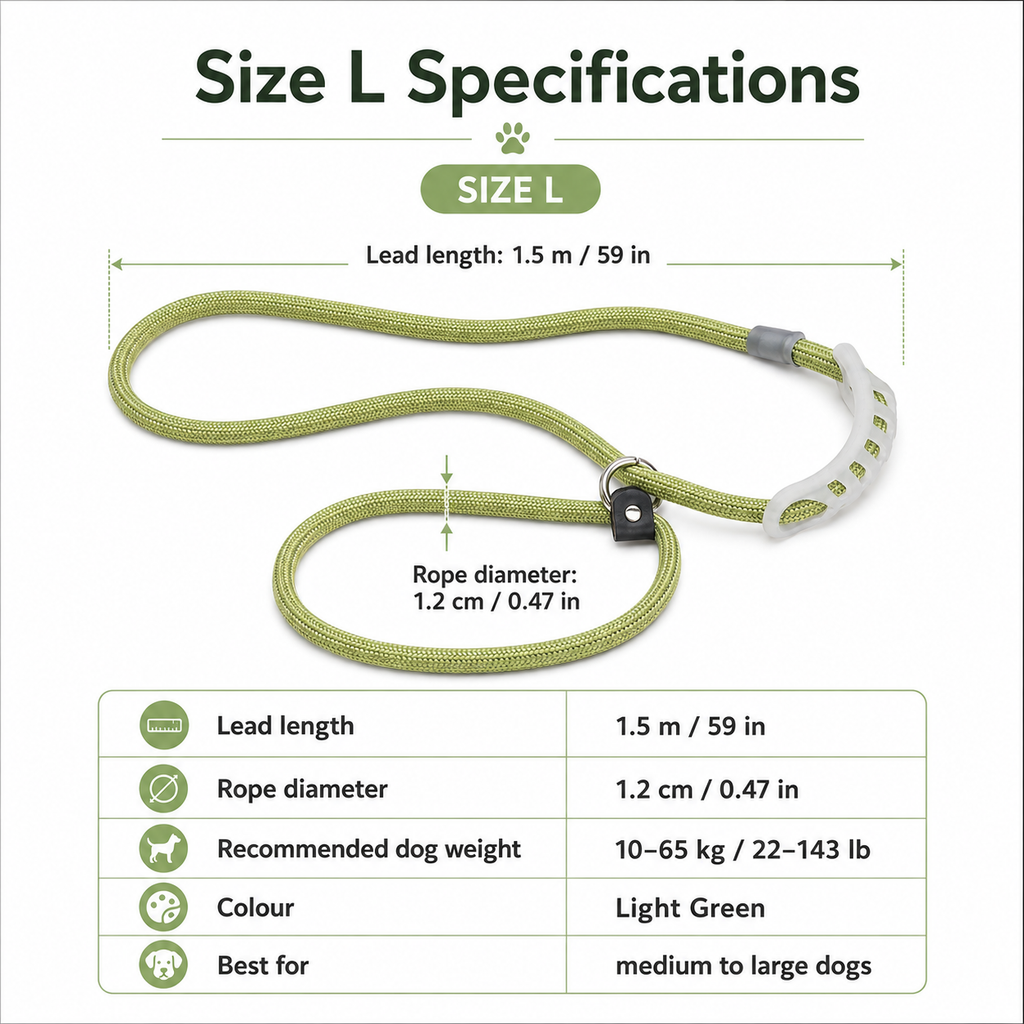 Adjustable Slip Rope Dog Leash – Green