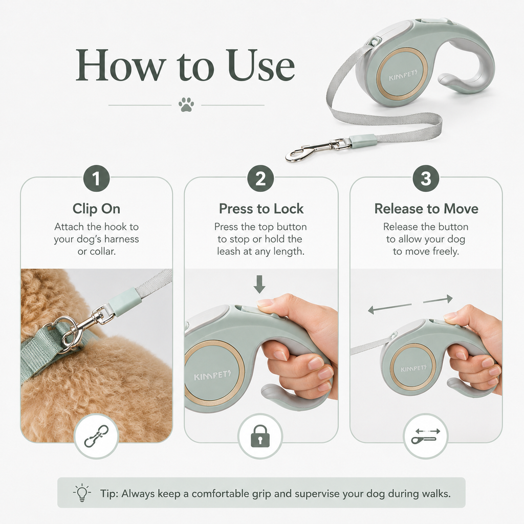 Retractable Dog Leash - Green