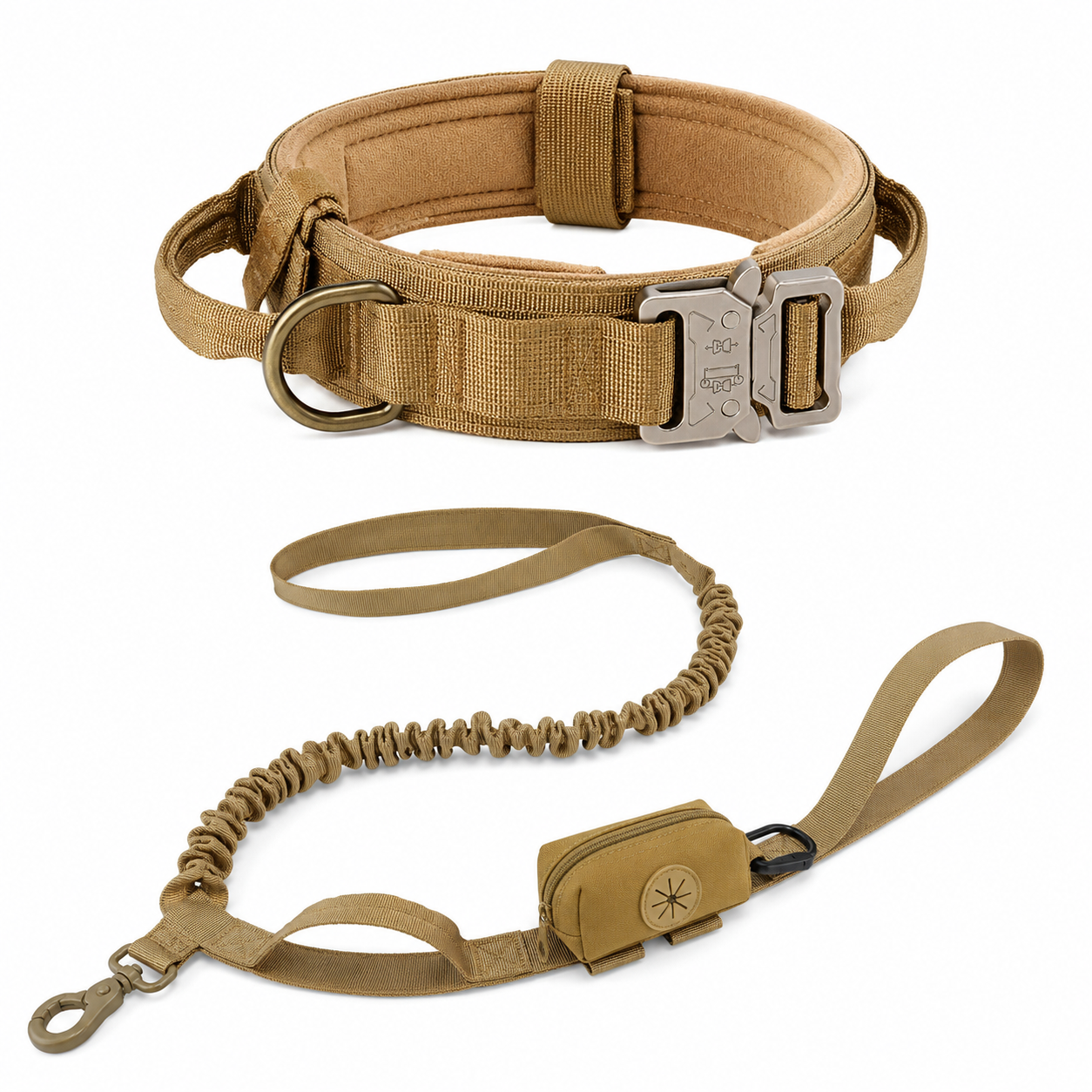 Padded Dog Collar & Bungee Leash Set