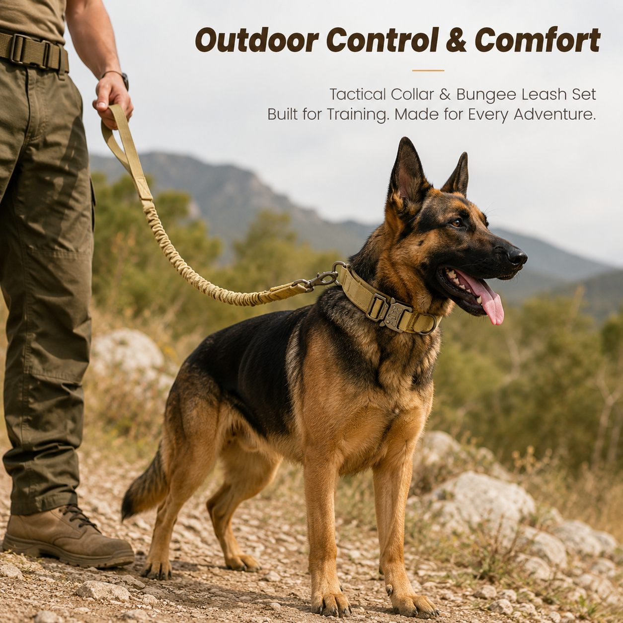Padded Dog Collar & Bungee Leash Set